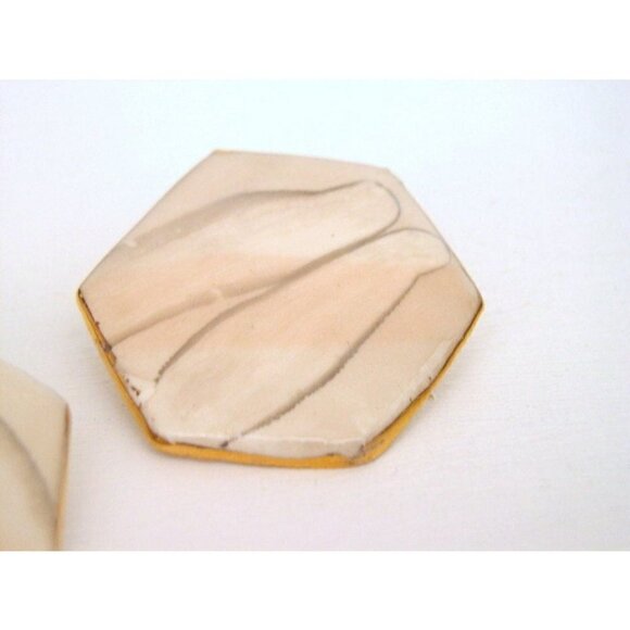 Vintage 1980s Geometric Ceramic Statement Earrings - Picture 4 of 5